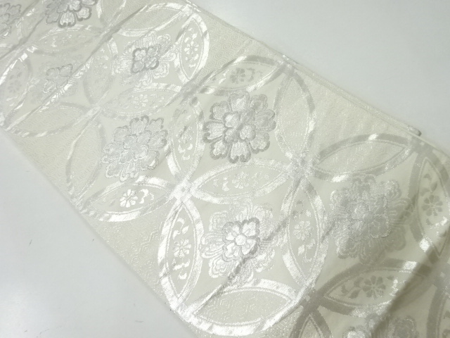 アンティーク　七宝に花模様織出し袋帯（材料）